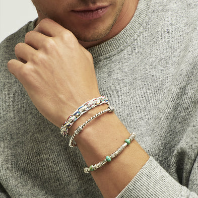 Pulsera « Torsade » ancha plateada