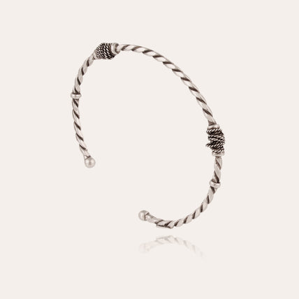 Small silver-plated twisted bangle bracelet