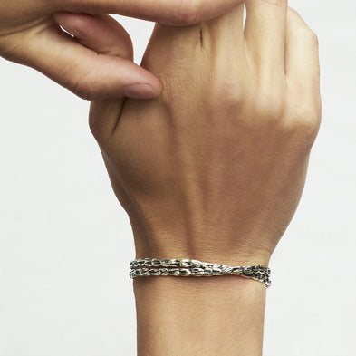 Liane crossover silver bangle bracelet large size