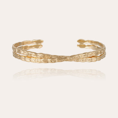Bracelet jonc Liane croisé grand modèle doré