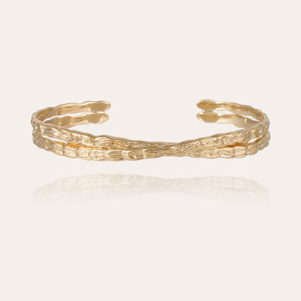 Bracelet jonc Liane croisé grand modèle doré