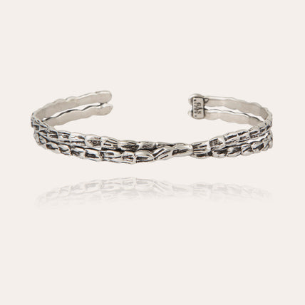 Bracelet jonc Liane croisé grand modèle argenté