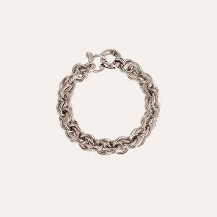 Bracelet Maille rond entrecroisé grand modèle argenté