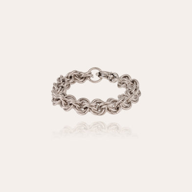 Large silver interlinked round chain bracelet