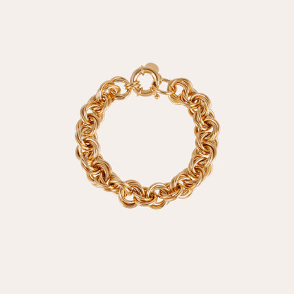 Bracelet Maille rond entrecroisé grand modèle doré 