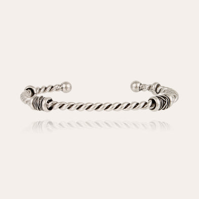 Pulsera « Torsade » ancha plateada