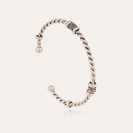 Pulsera « Torsade » ancha plateada