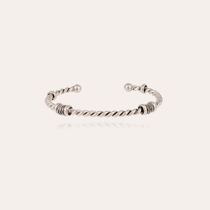 Pulsera « Torsade » ancha plateada