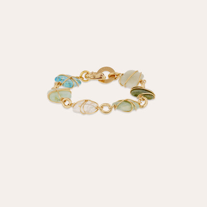 Bracelet Rainbow Square Multi petit modèle doré - Turquoise, Vesonite, Amazonite & Cristal 