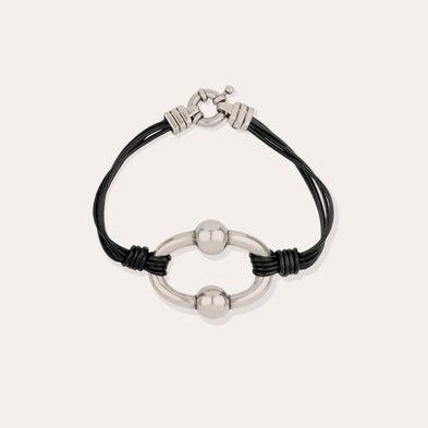 Bracelet Rive argenté - Cuir