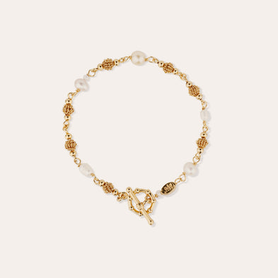 Bracelet Rosario doré - Nacre blanche