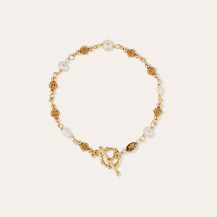 Bracelet Rosario doré - Nacre blanche