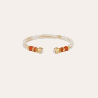 Bracelet Sari acétate doré - Ivoire