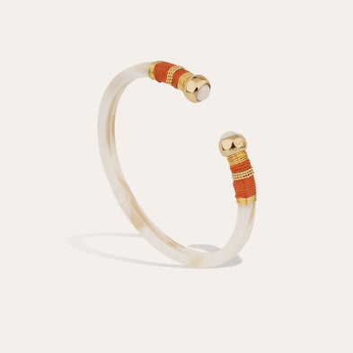 Bracelet Sari acétate doré - Ivoire