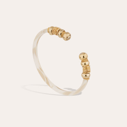 Bracelet Sari strass acétate doré - Ivoire