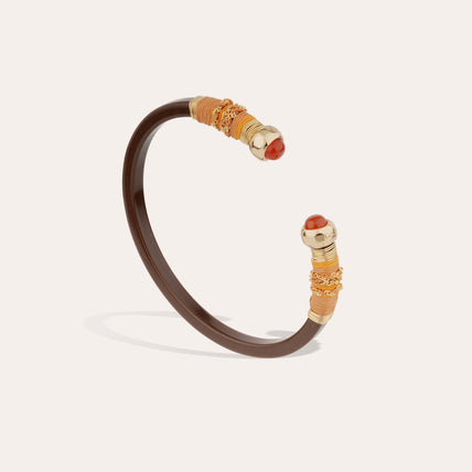 Bracelet Sari acétate doré - Marron