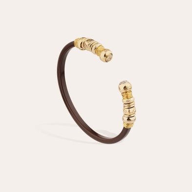 Sari strass gold acetate bracelet - Brown 