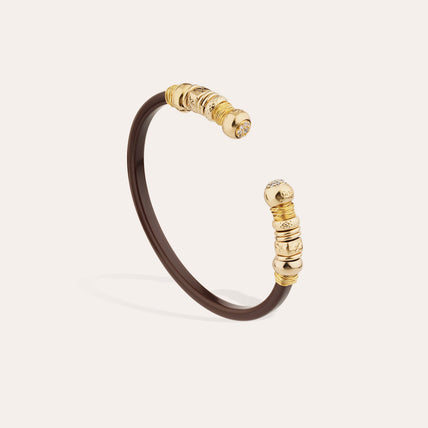 Bracelet Sari strass acétate doré - Marron 