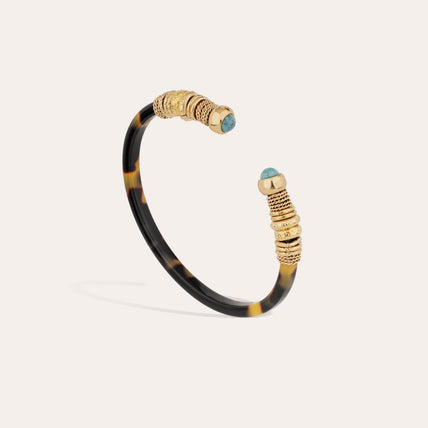 Gold-Toned Acetate Sari Bracelet - Tortoiseshell