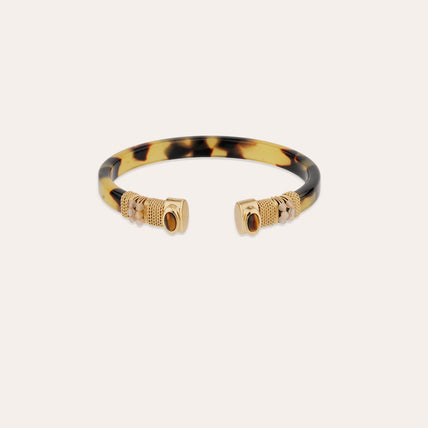 Bracelet Sarina acétate doré - Écaille - Oeil de tigre