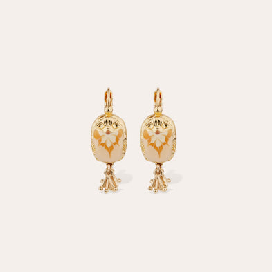 Boucles d'oreilles Scaramouche émail dorées 