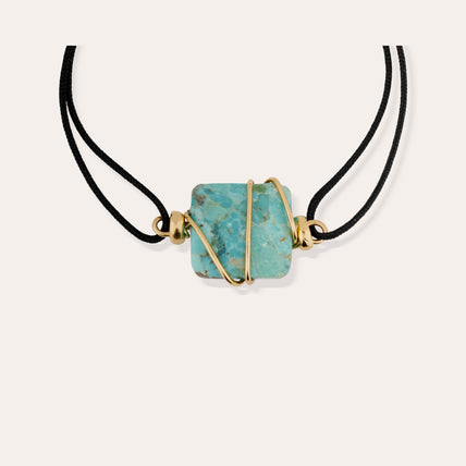 Bracelet Square mini lien doré - Turquoise