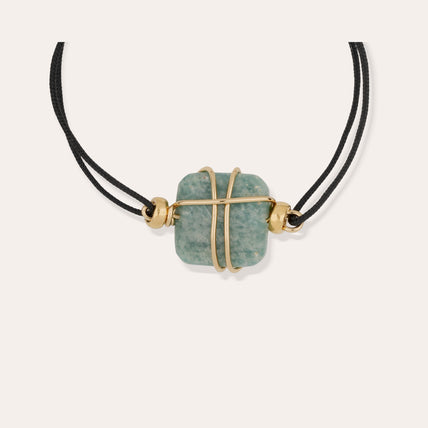 Bracelet Square mini lien doré - Amazonite