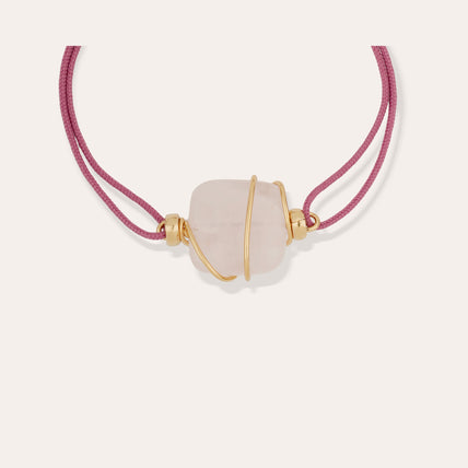 Bracelet Square mini lien doré - Quartz rose 