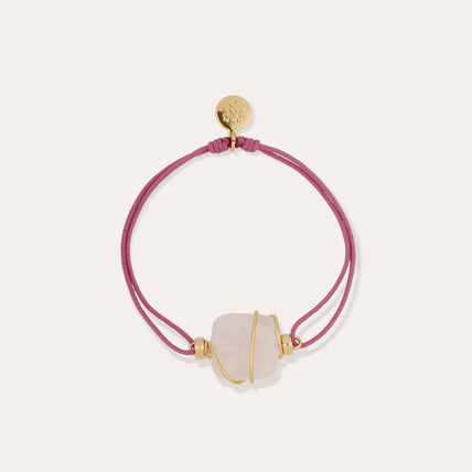 Bracelet Square mini lien doré - Quartz rose 