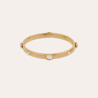 Bracelet Stradi petit modèle doré - Nacre Blanche