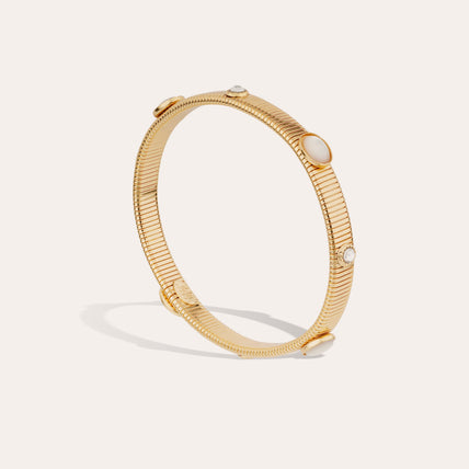 Bracelet Stradi petit modèle doré - Nacre Blanche