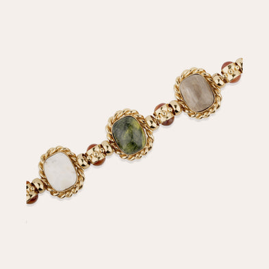 Collier Amarante multi doré - Vesonite, Basalte noir & Bois