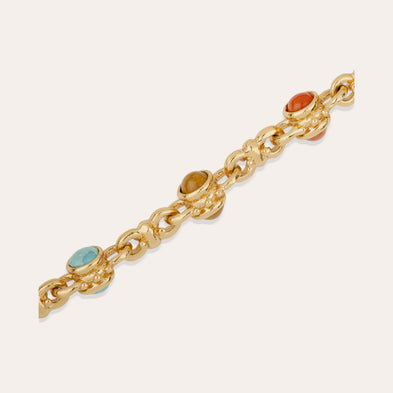 Collier Amarante cabochons multi doré - Cornaline & Turquoise