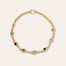 Collier Amarante cabochons multi doré - Turquoise, Basalte noire & Bois