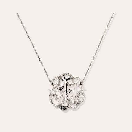 Large Arabesque Necklace, silver-plated