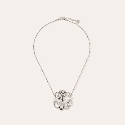Large Arabesque Necklace, silver-plated