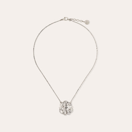 Small Arabesque Necklace, silver-plated