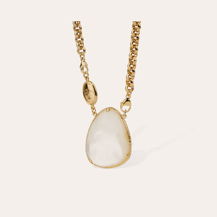 Collier Billy Silia grand modèle doré - Nacre blanche