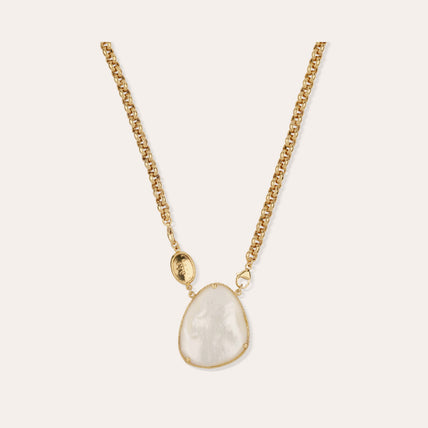 Collier Billy Silia grand modèle doré - Nacre blanche