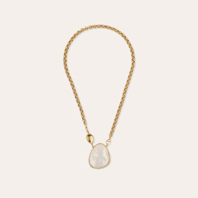 Billy Silia large gold necklace - White Mother-of-Pearl