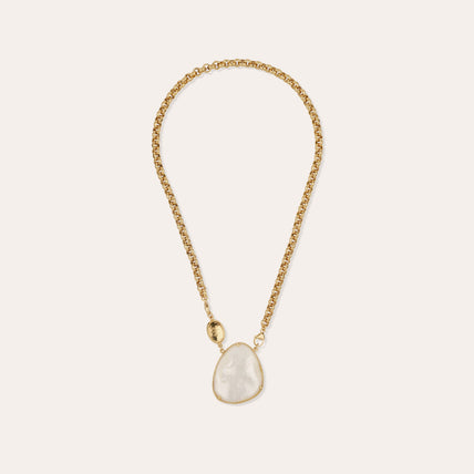 Collier Billy Silia grand modèle doré - Nacre blanche