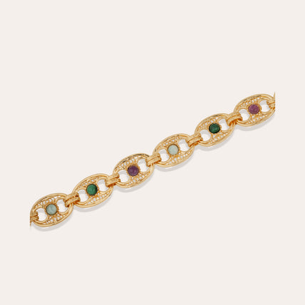 Collier Carthage doré - Malachite, Améthyste & Amazonite