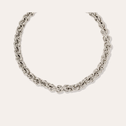 Collier Maille rond entrecroisé argenté