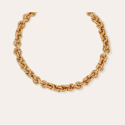 Collier Maille rond entrecroisé grand modèle doré