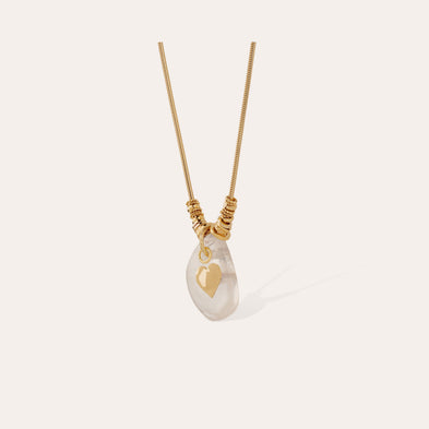 Collier Galet doré - Cristal de roche