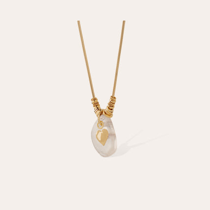 Collier Galet doré - Cristal de roche