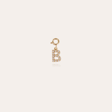 Gold-plated letter B charm pendant with rhinestones