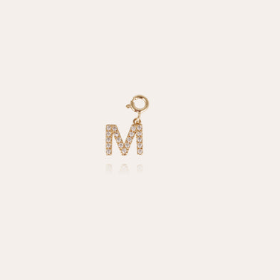 Gold rhinestone letter M charm pendant