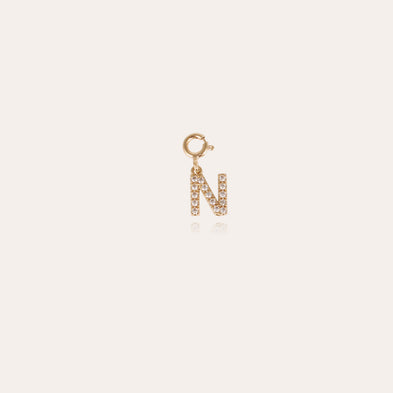Charms pendentif lettre N strass doré