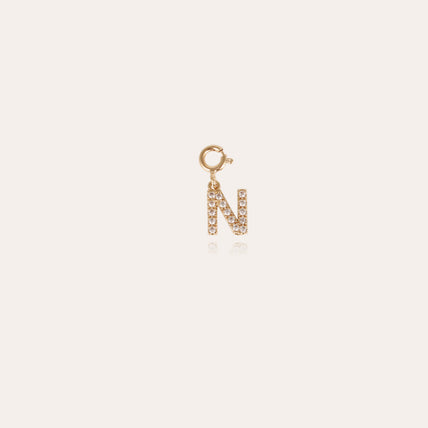 Charms pendentif lettre N strass doré